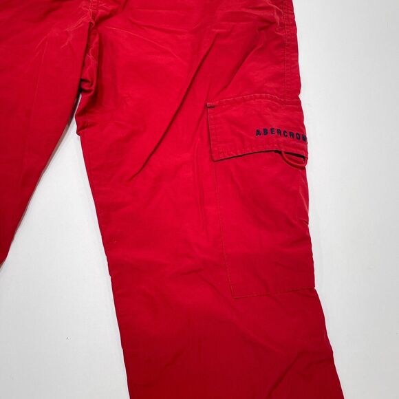 Vintage Abercrombie Pants Boys Size 16 Red Cargo Ankle Zip Straight Leg Y2K - Picture 5 of 10